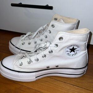 White high top platform converse canvas